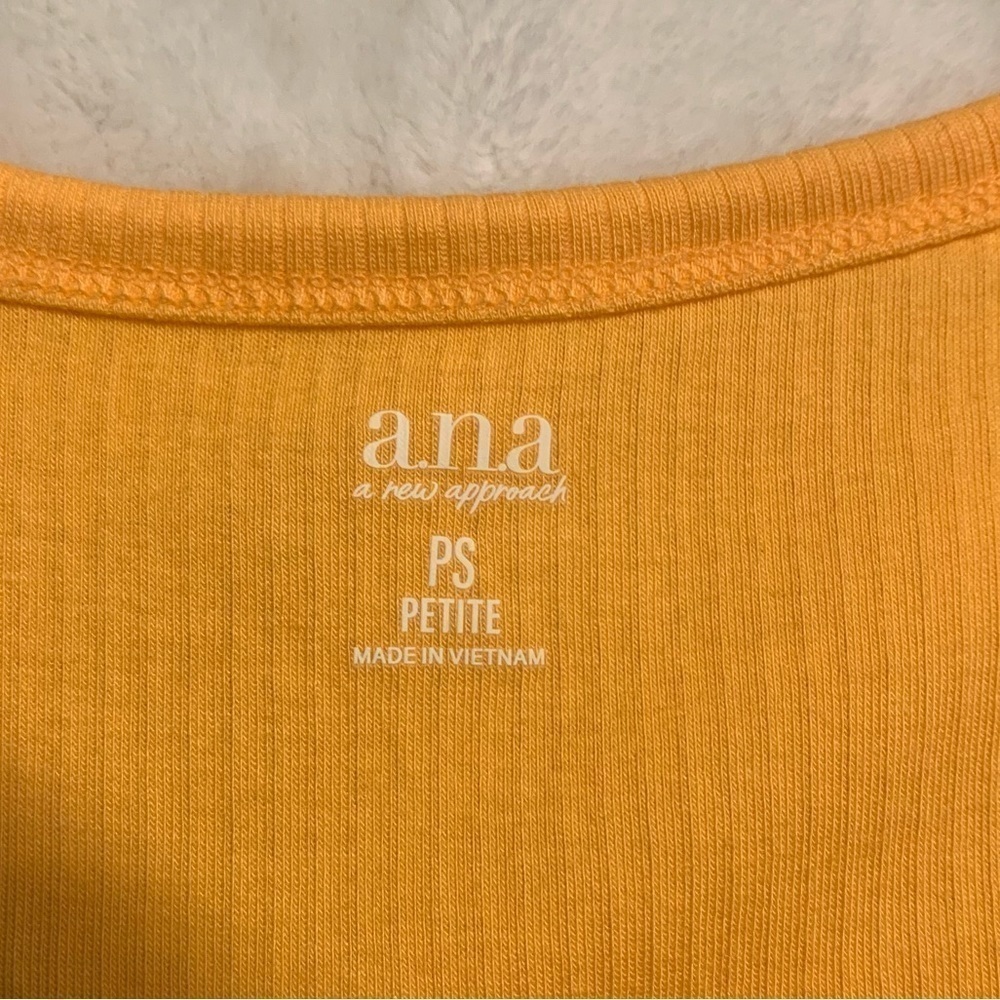 NWT a.n.a. Tank Top PS Petite Small Mango Orange Ribbed Straight Neck Cotton - Picture 8 of 12